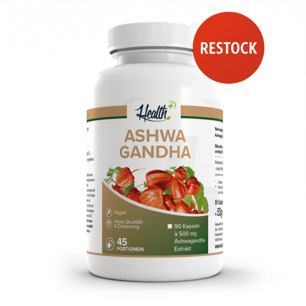 health+ ashwagandha avec ksm-66, 90 gélules