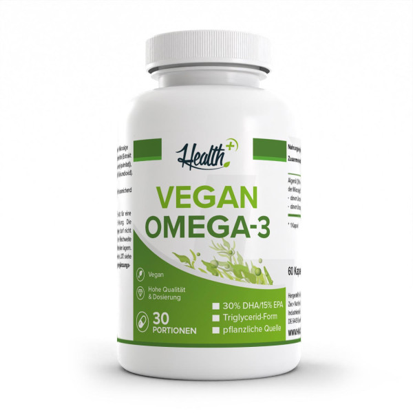 health+ Capsules d'huile d'algues | Vegan Omega 3, 60 capsules