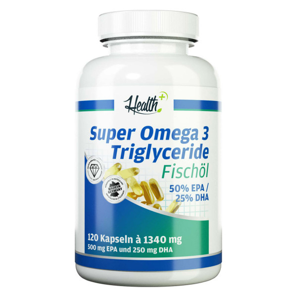 health+ super omega 3 triglycérides huile de poisson, 120 gélules