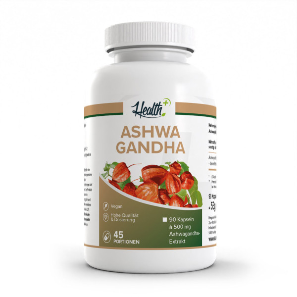 health+ ashwagandha avec ksm-66, 90 gélules